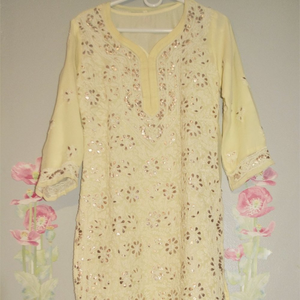 Pakistani Pure Chiffon Lucknow kurta